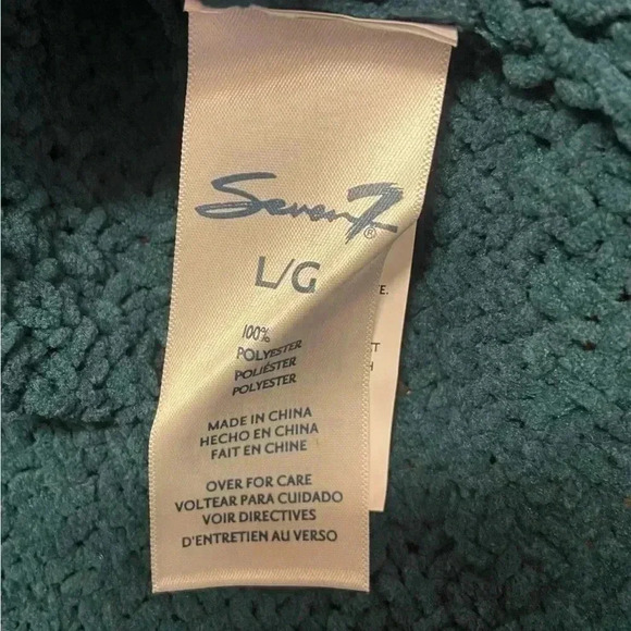 Seven7 Sweater Womens Size L Deep Teal Chenille Cable Knit Turtle Cowl Neck - Picture 6 of 8